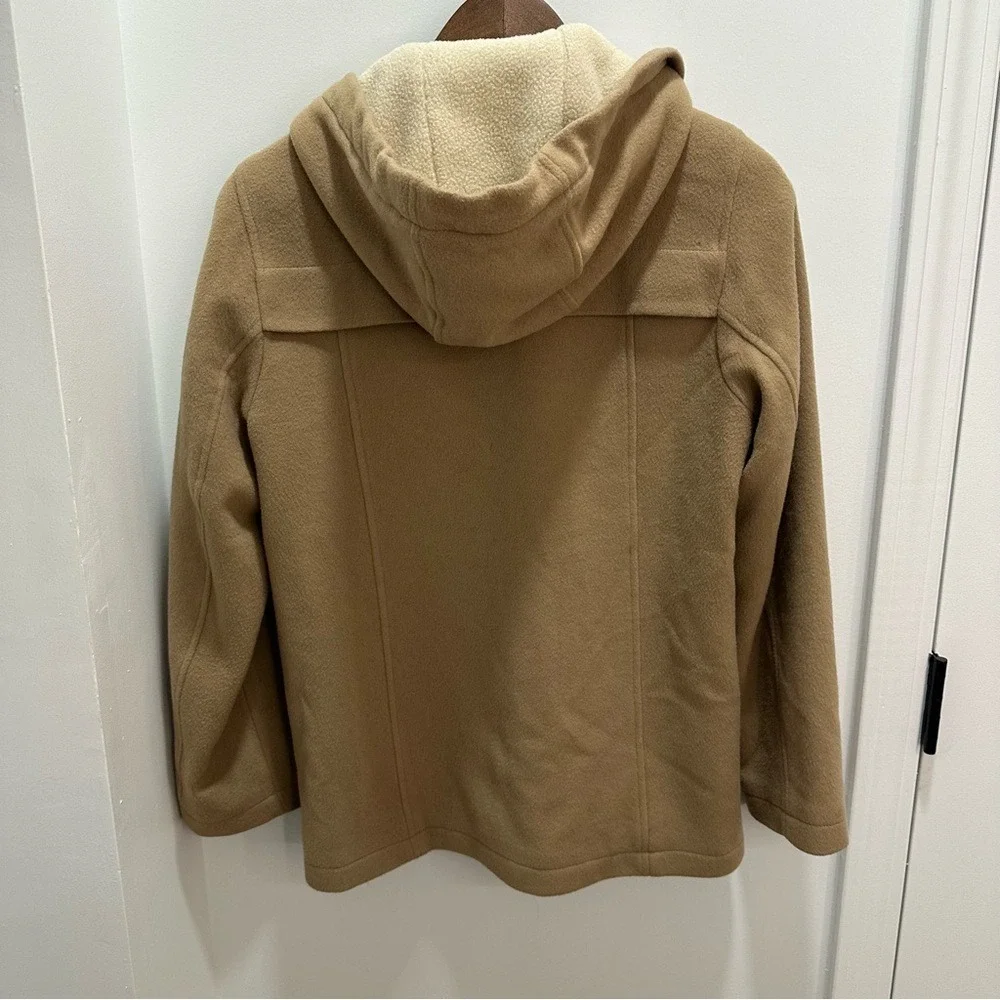 Talbots Women's Small Petites Camel Wool Blend Hooded Zip Up Jacket Coat - Picture 4 of 12
